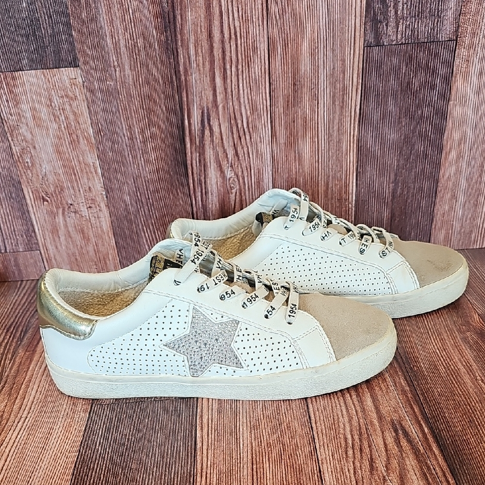 Vintage Havana White and Gold Star Sneakers